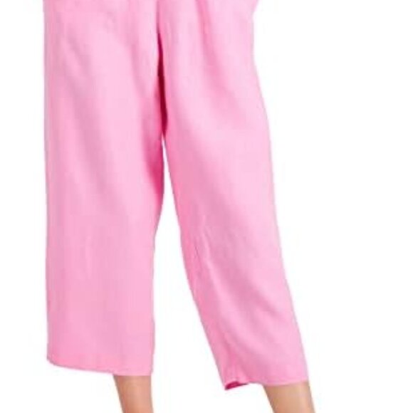 Charter C Women's Petite Linen Cropped Pants Bubble Bath PM - Picture 2 of 2